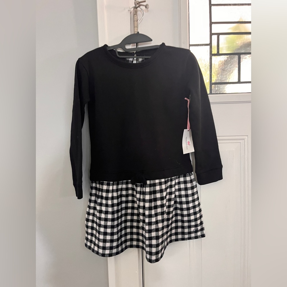 NWT VINEYARD VINES GIRLS JERSEY KNIT AND FLANNEL DRESS SIZE M